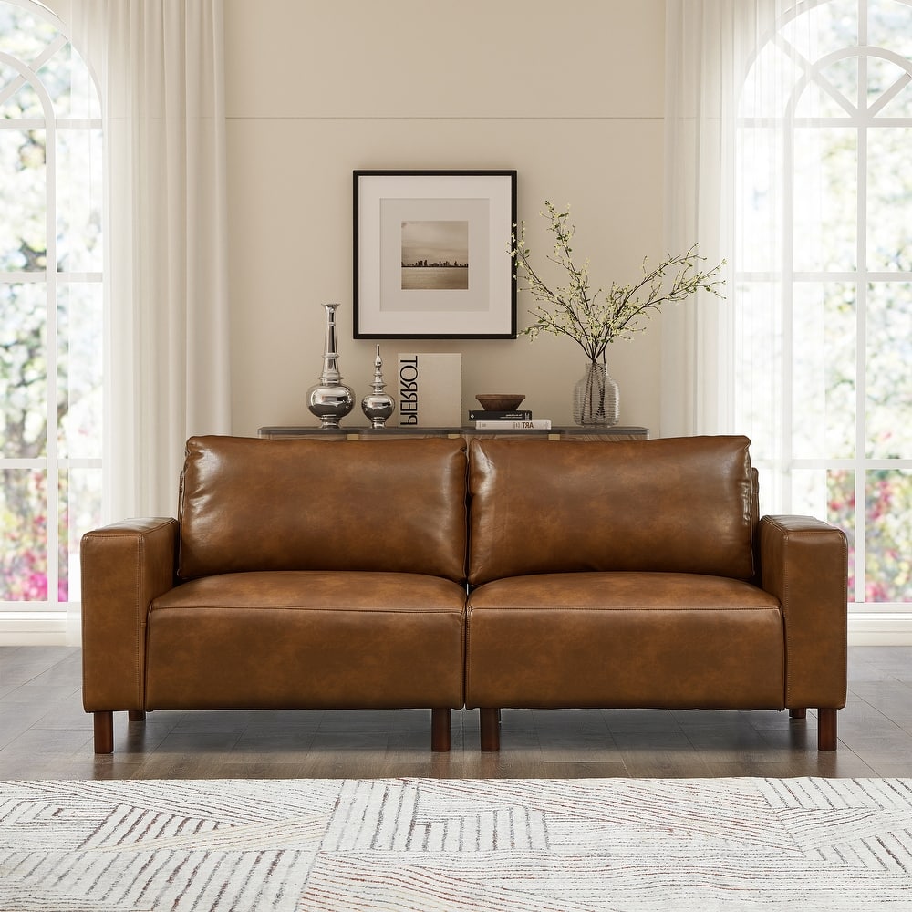 78.5" Loveseat Sofa with Breathable Faux Leather Upholstery for Living Room & Apartment