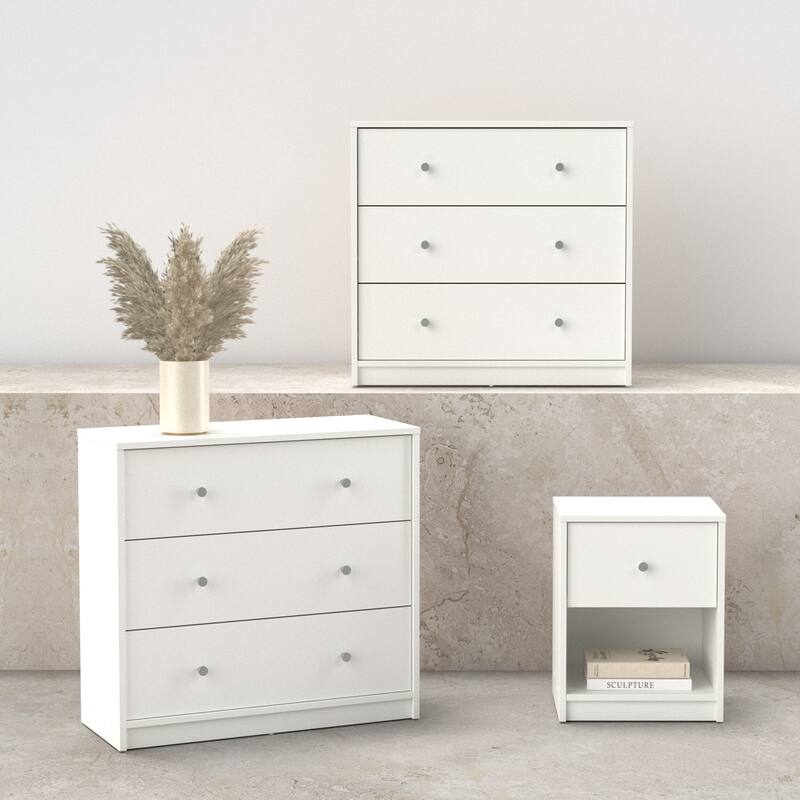 Porch & Den Zoe 3-Piece Bedroom Set - Nightstand And Chest Set Of 2 - White