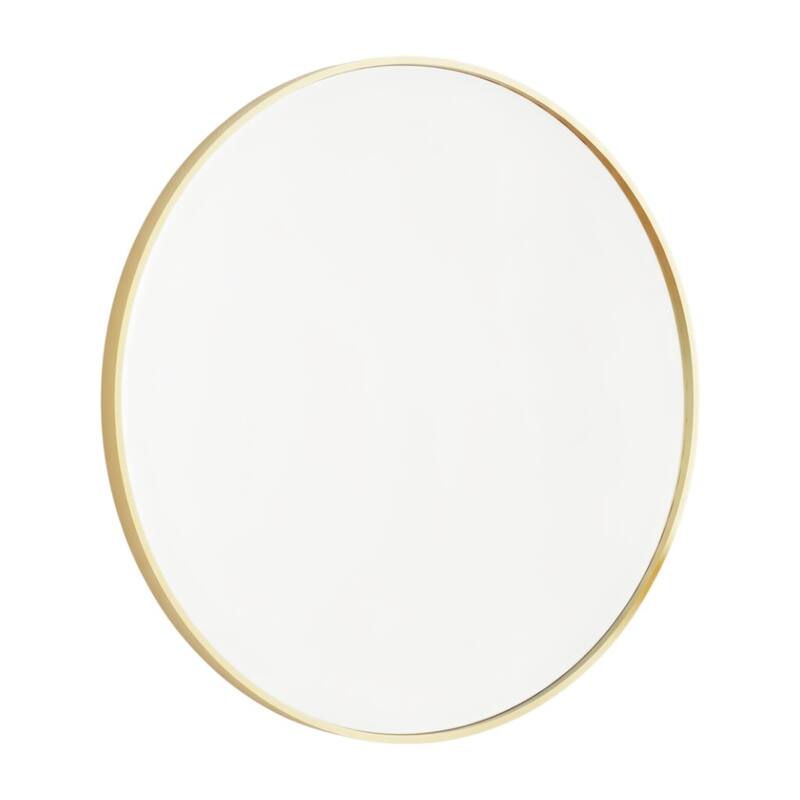 HomeRoots 20" Gold Metal Round Framed Bathroom Vanity Mirror - 20.00 in. x 20.00 in. x 1.30 in.