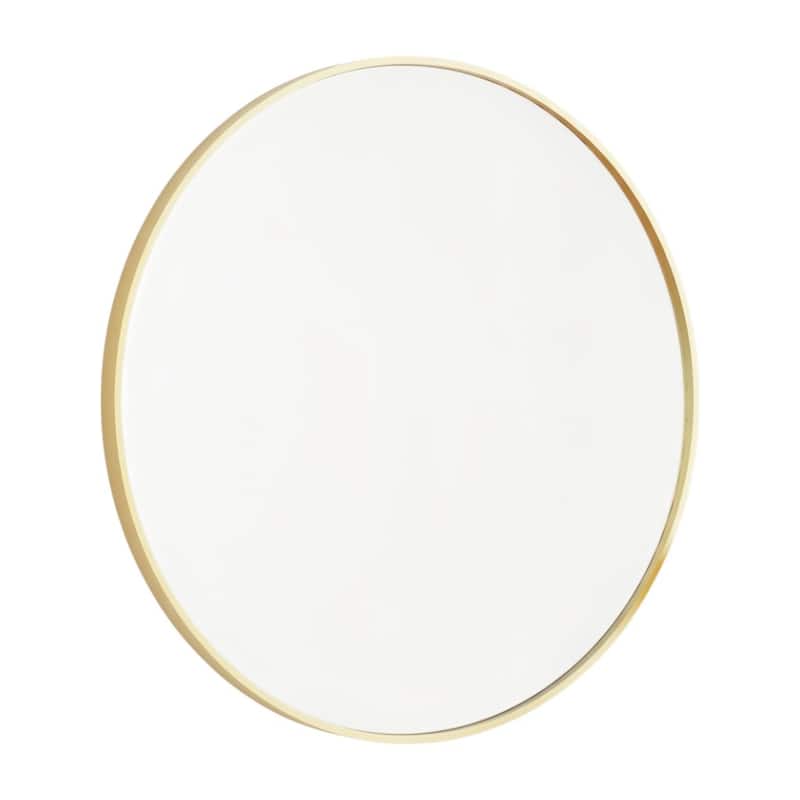 HomeRoots 24" Gold Metal Round Framed Bathroom Vanity Mirror - 24.00 in. x 24.00 in. x 1.30 in.