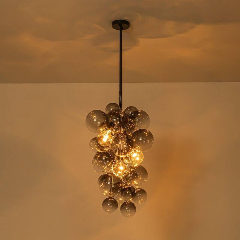 Creative 3-Light Cluster Clear Glass Bubble Chandelier For Dining Room - 15.7 in