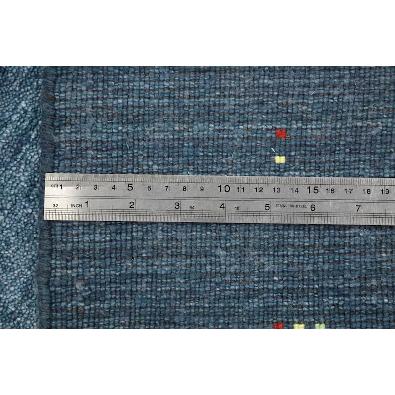 Hand Knotted Oriental Viscose Silk Carpet Tribal Animal Pictorial Navy Blue & Blues Gabbeh Area Rug - 9' 9'' X 7' 9''