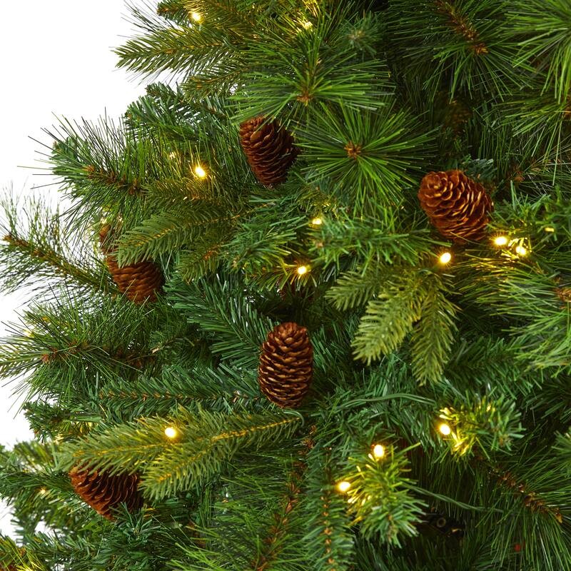 6’ West Virginia Pine Artificial Christmas Tree, Clear LED Lights - 6 Foot