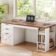 preview thumbnail 33 of 156, Farmhouse Executive L Shaped Desk Home Office Desk with Drawers and Storage Cabinet & Power Outlet