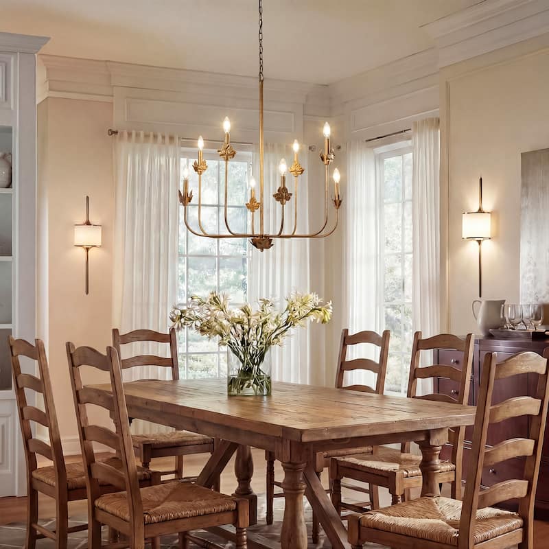 8-Light Rustic Industrial Chandelier with Adjustable 60'' Chain