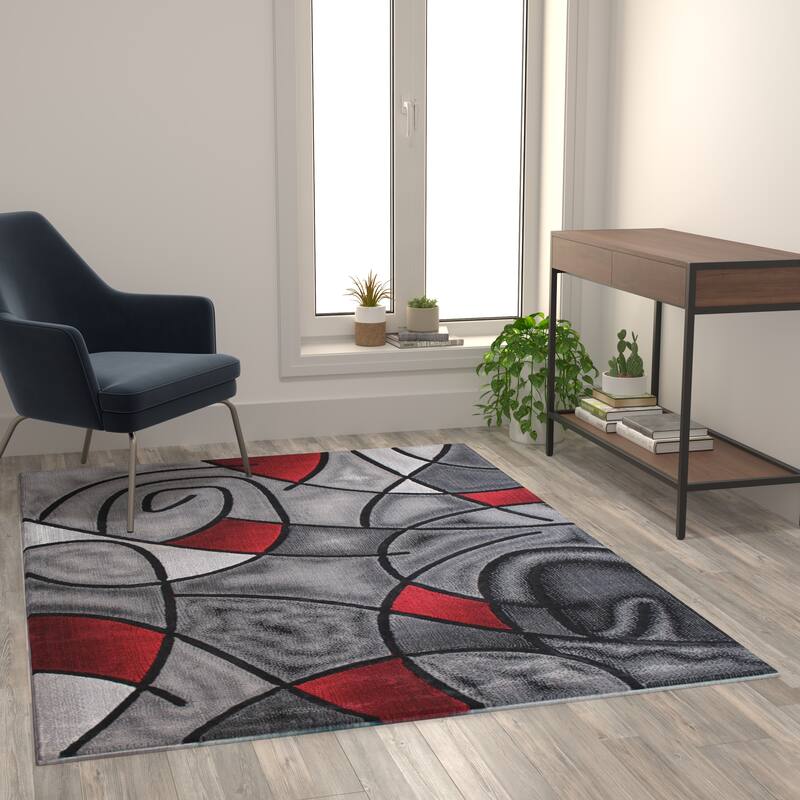 Modern Olefin Accent Area Rug - Abstract Pattern