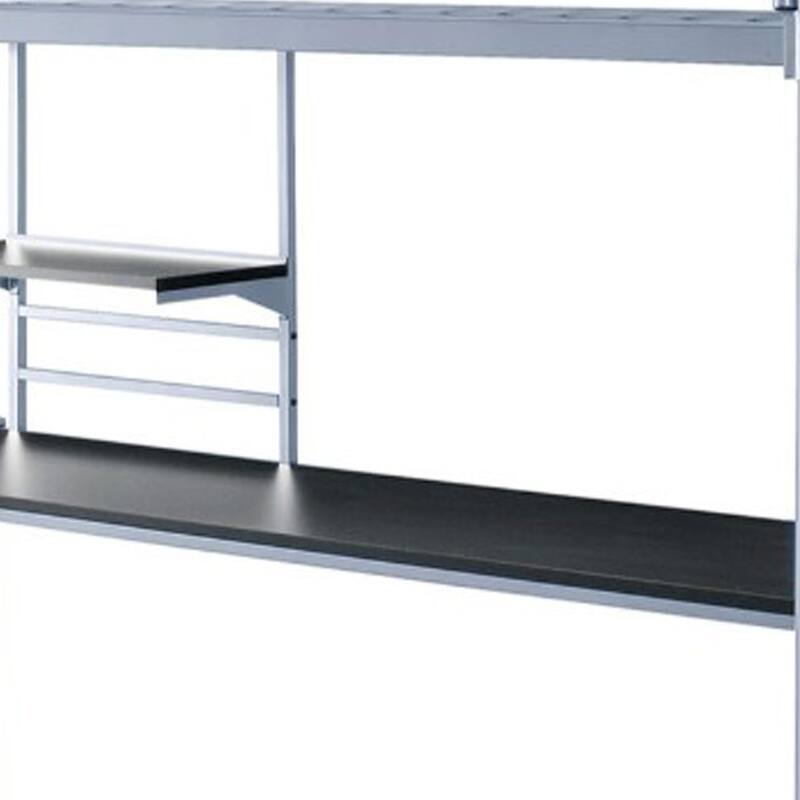 Metal Frame Twin Size Loft Bed with 2 Attached Ladders, Silver