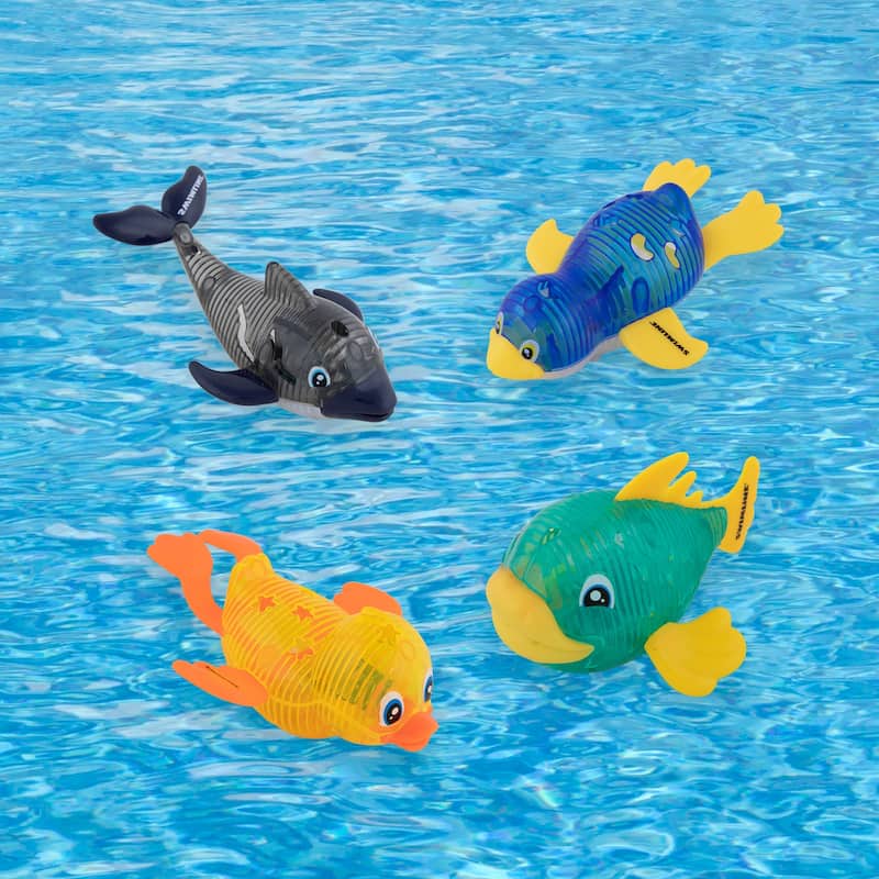 Set of 4 Water Activated Light-Up Sea Animals Swimming Pool Dive Toys