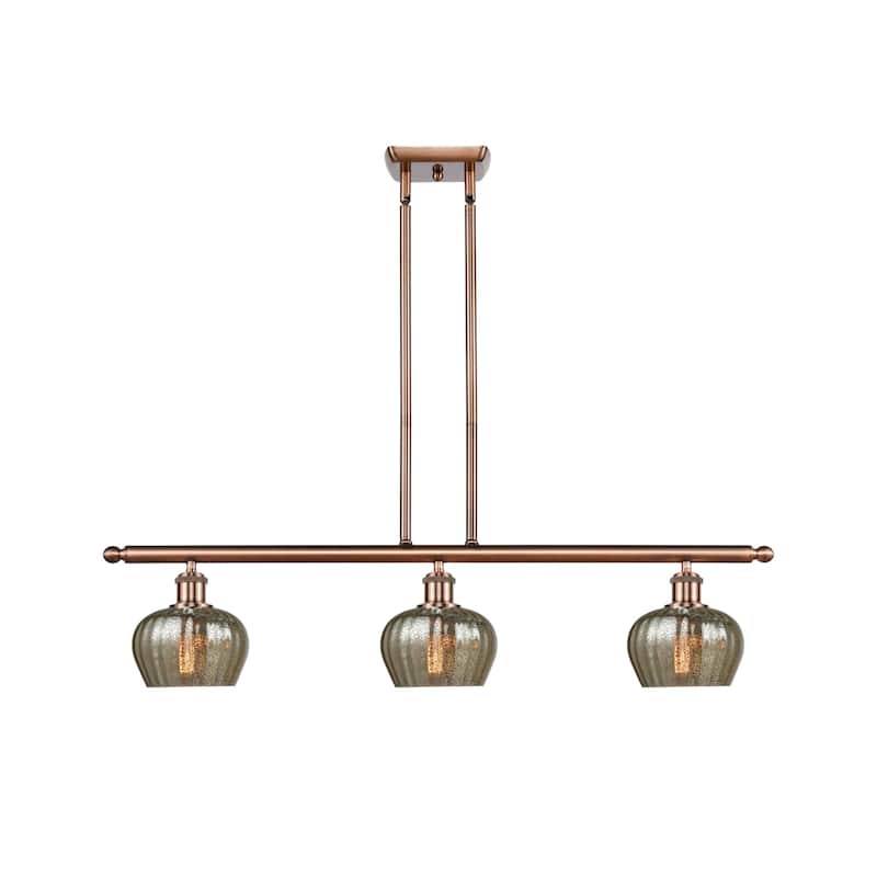 Innovations Lighting Fenton 3 Light 36" Wide Linear Chandelier - Antique Copper / Mercury