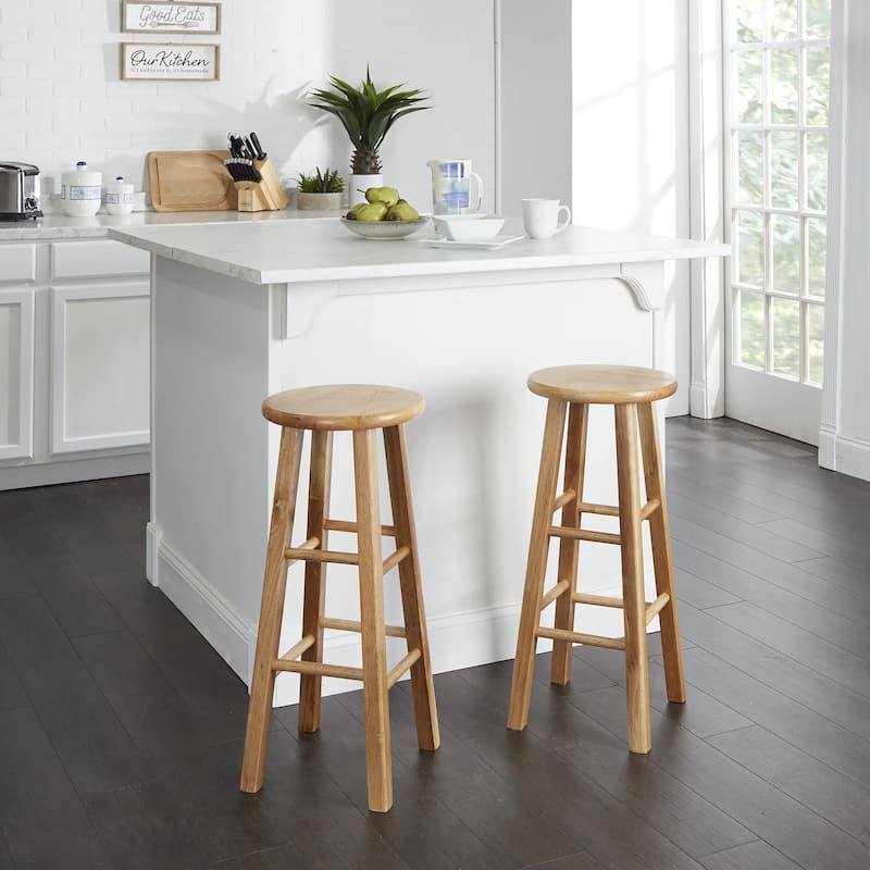 Azalea Park 29" Natural Wood Backless Indoor Kitchen Barstool