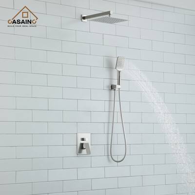3-Spray Pattern 10 in. Wall Mount Shower System Shower Head and Functional Handheld, Brushed Nickel (Valve Included) - 10 inch