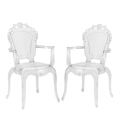 Clear Transparent Dining Arm Chairs (Set of 2)