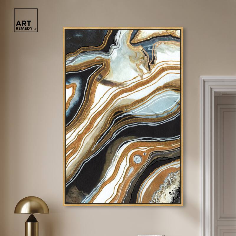 Art Remedy Black And Gold I Framed Mineral, Agate & Geode 1 Piece Canvas Wall Art