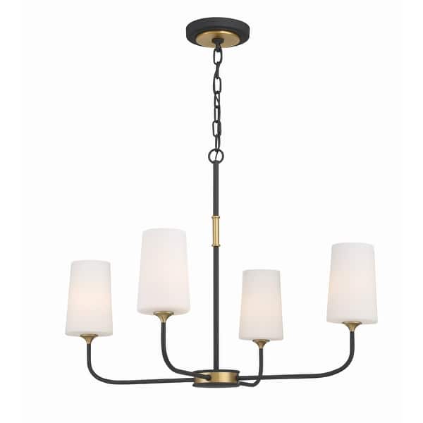 slide 2 of 7, Crystorama Lighting Group NIL-70014 Niles 4 Light 29" Wide Chandelier Black Forged / Modern Gold