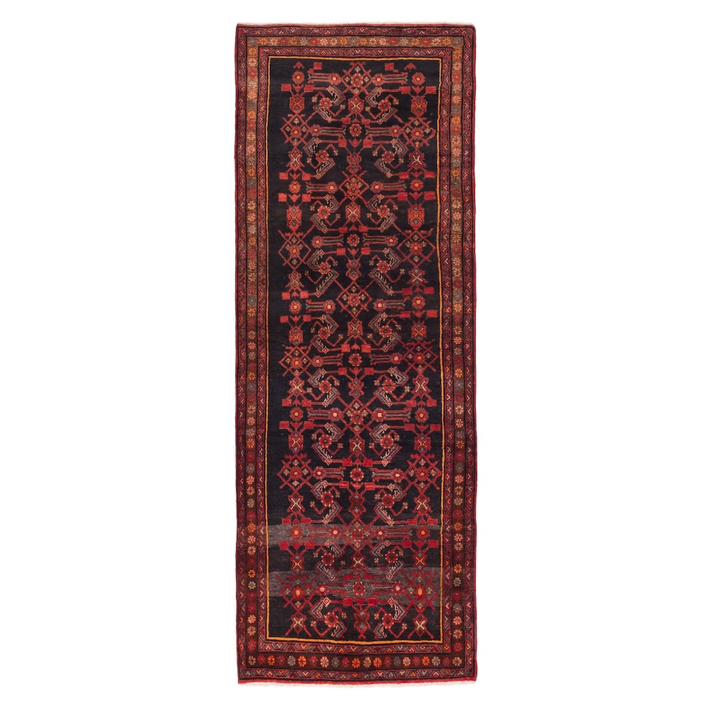 ECARPETGALLERY Hand-knotted Andelz Black, Red Wool Rug - 3'4 x 10'10