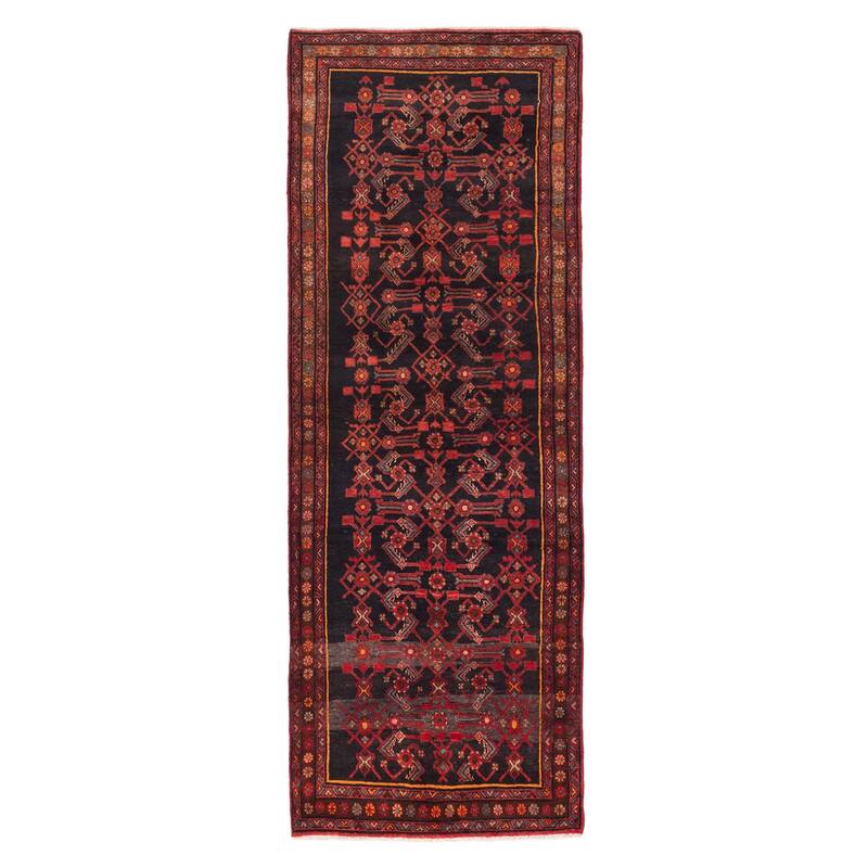 ECARPETGALLERY Hand-knotted Andelz Black, Red Wool Rug - 3'4 x 10'10