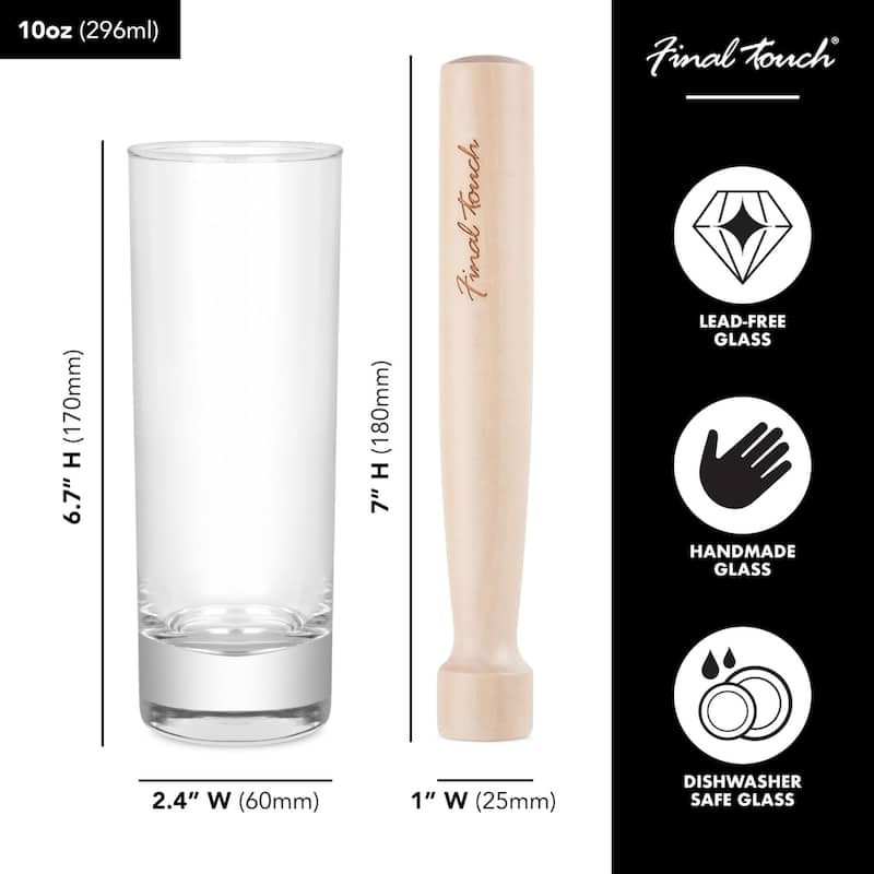 Final Touch Mojito Glass and Muddler Set