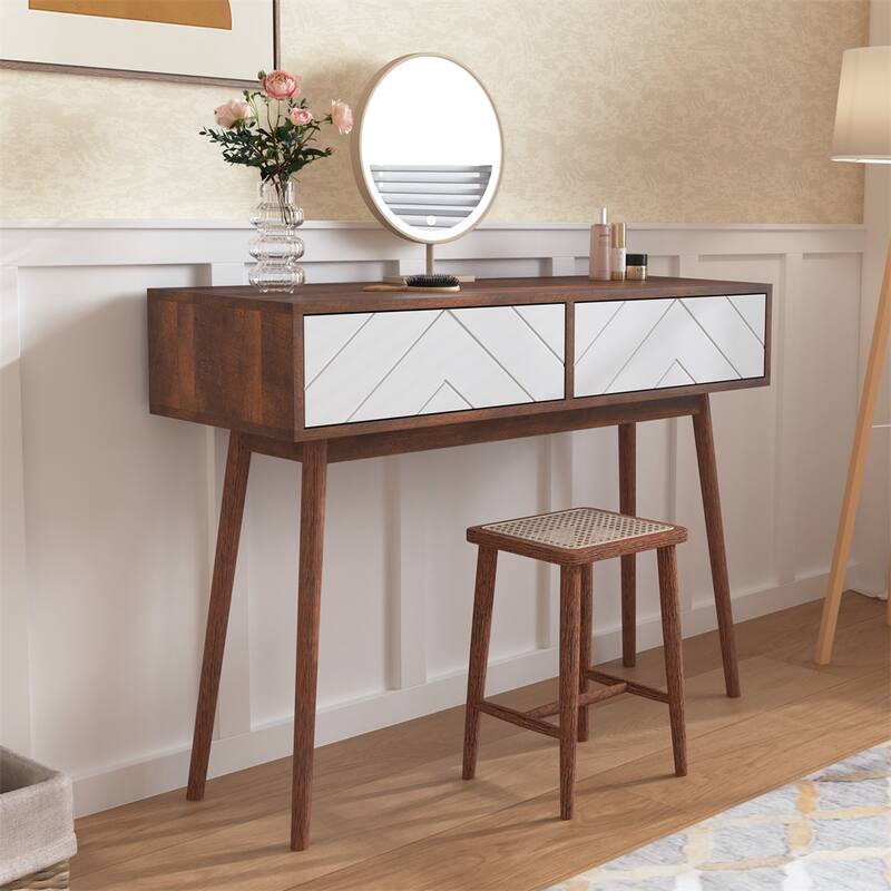 Console Table with Storage Space and Wood Legs