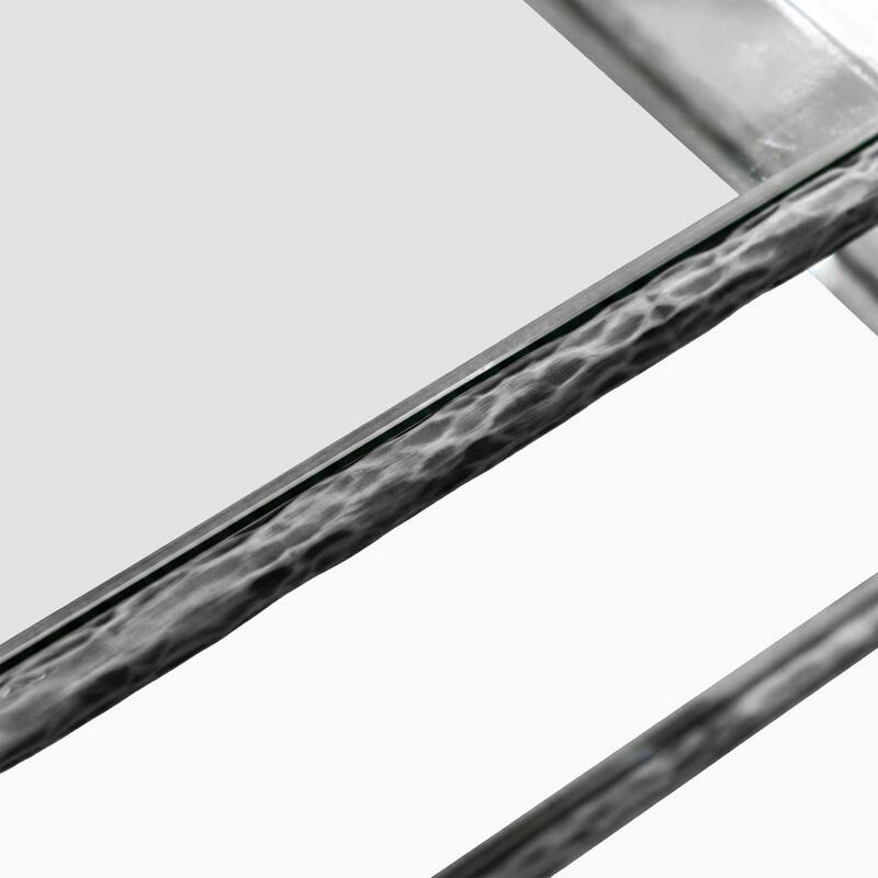 247 Shop At Home Lalia Modern Hammered Metal 2-Piece 1-Shelf Coffee Table Set