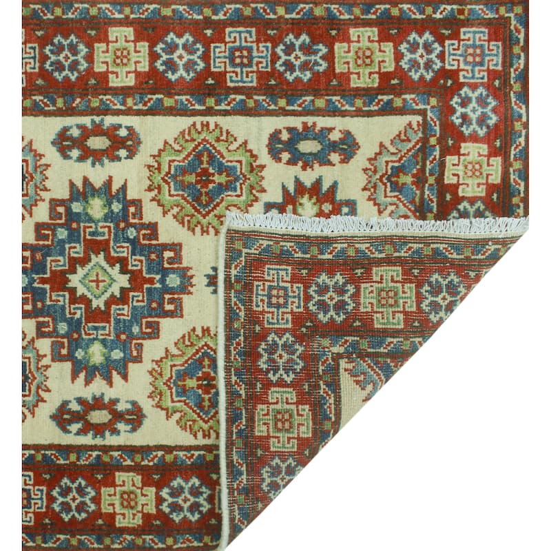 Noori Rug Kazak Oluyemi Ivory/Red Runner - 2'6" x 20'0"