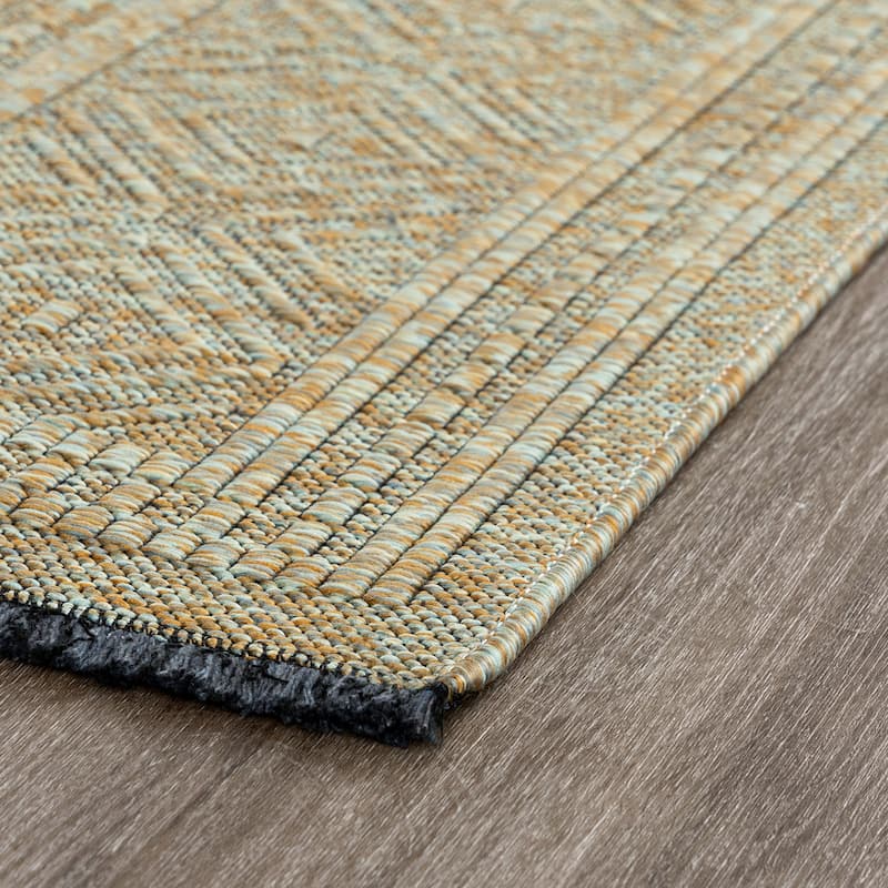 Alameda Solid Color Medallion Machine Washable Indoor Area Rug