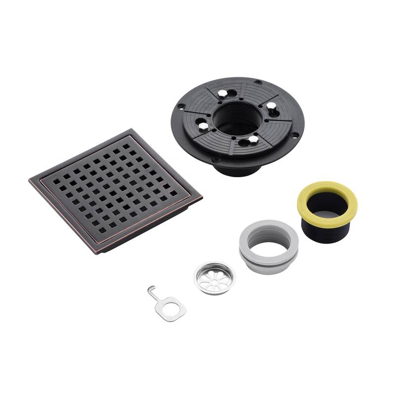 Luxier FD01 6 in. x 6 in. Stainless Steel Square Shower Floor Drain
