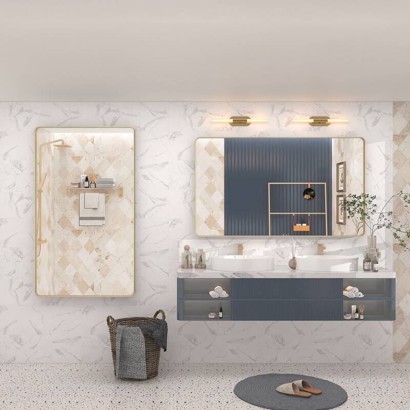 Modern Metal Frame Wall Mounted Bathroom Vanity Mirror