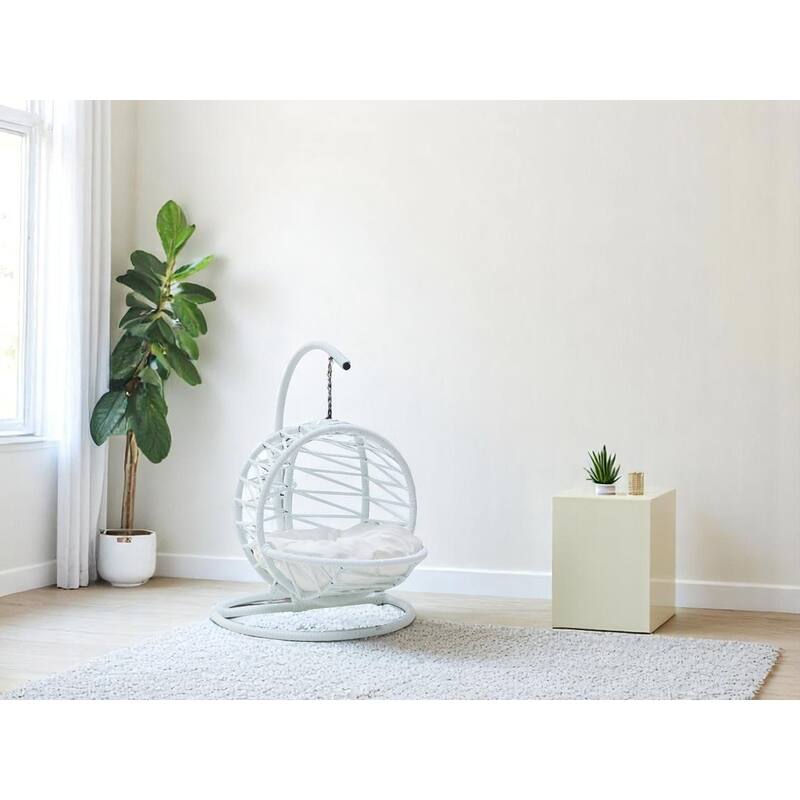 Hazal Swinging Hammock Cat or Small Dogs Petbed with Cushions, Black or White - White