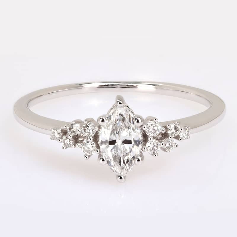 Miadora 14k White Gold 1/2ct TDW Diamond Marquise Engagement Ring