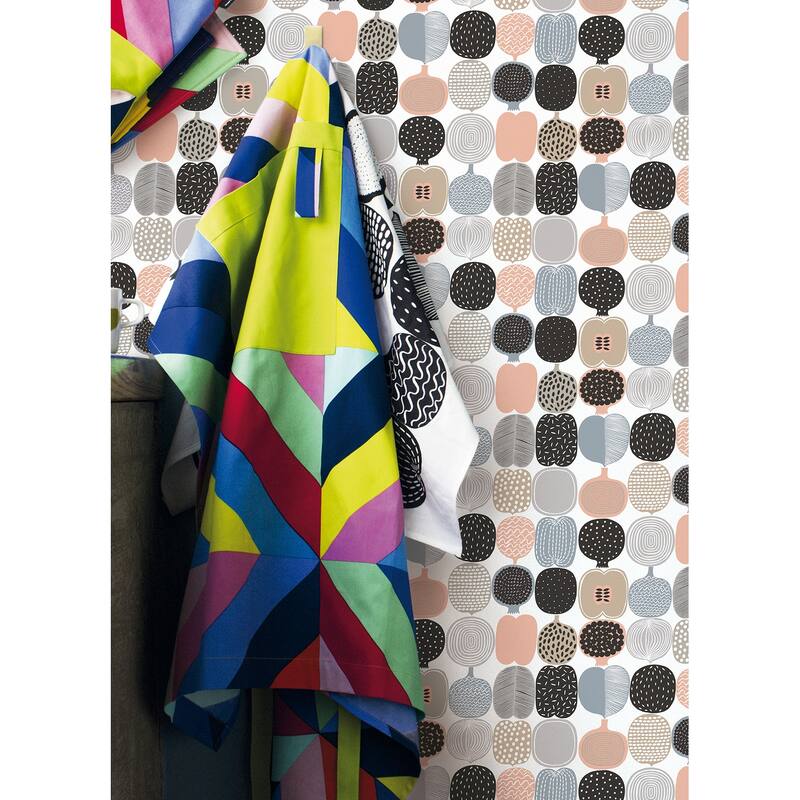 Marimekko Pink & Grey Kompotti Peel & Stick Wallpaper
