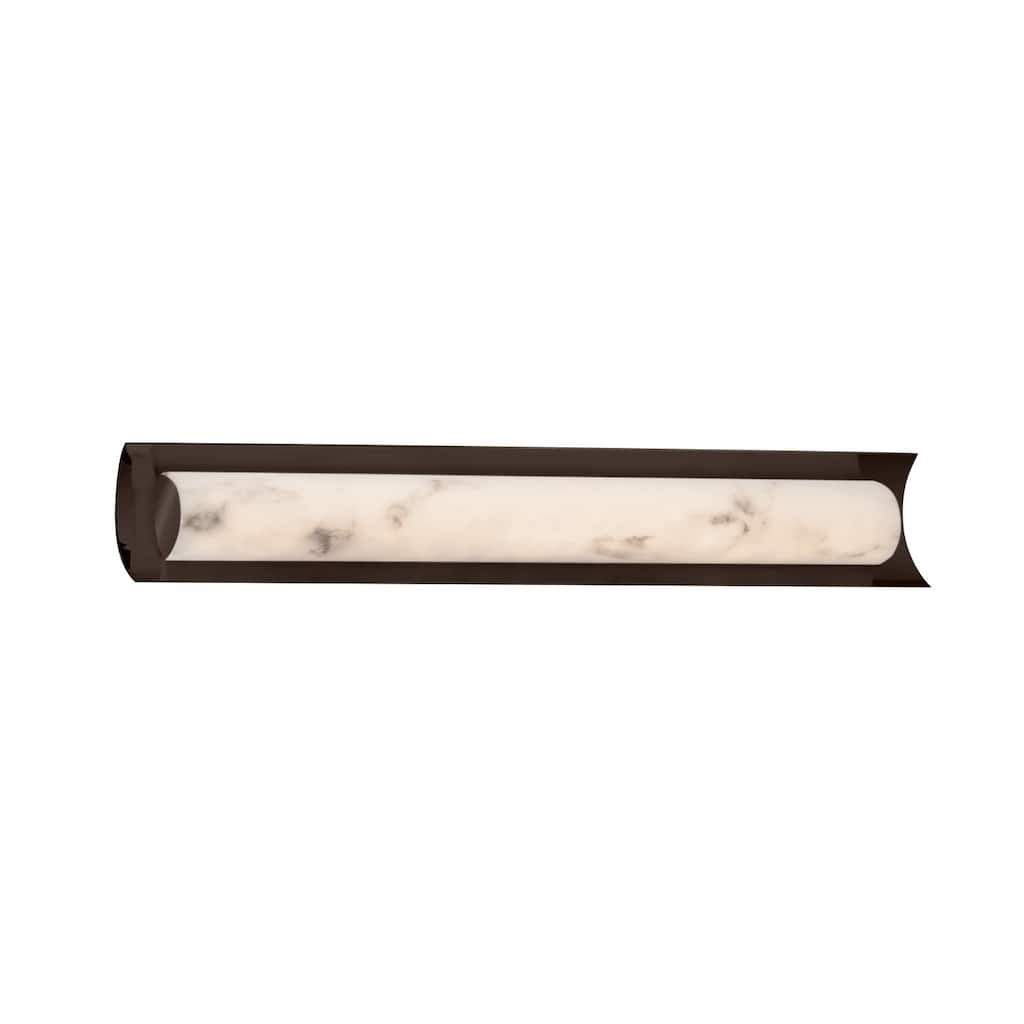 Justice Design LumenAria Lineate 30-inch Dark Bronze ADA LED Wall/ Bath Bar, Faux Alabaster Shade