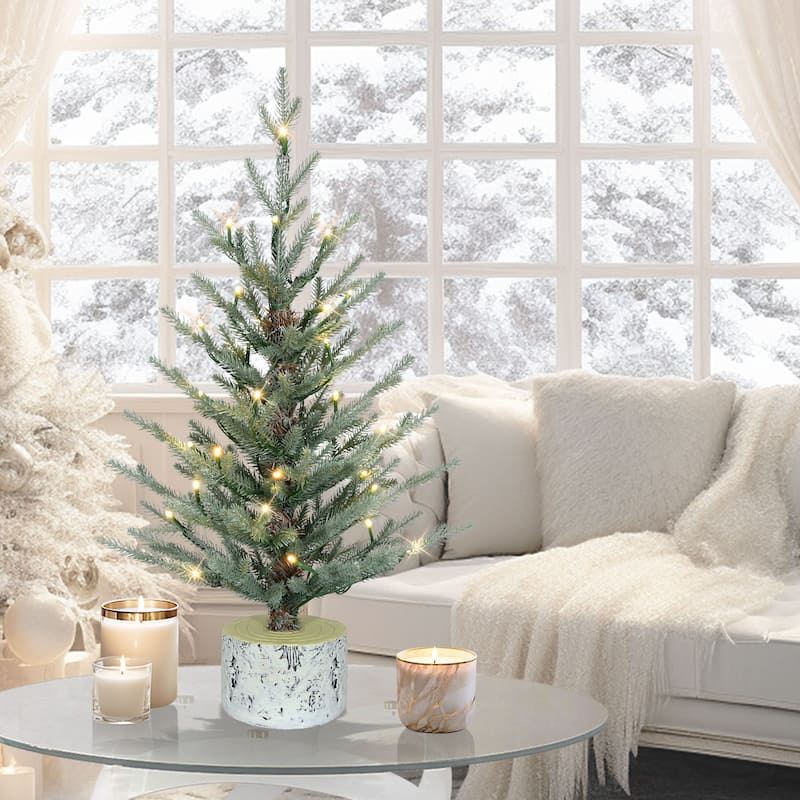 Puleo International 2' Pre-Lit Artificial Blue Potted Arctic Fir Tree