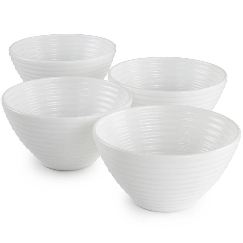 Gibson Ultra Patio 4pc Tempered Opal Glass Dessert Bowl Set in White