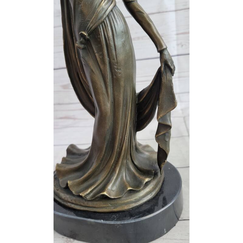 Masquerade Ball Art Deco Bronze Statue Sculpture Figure Holding Mask 14 Inches X 7 Inches