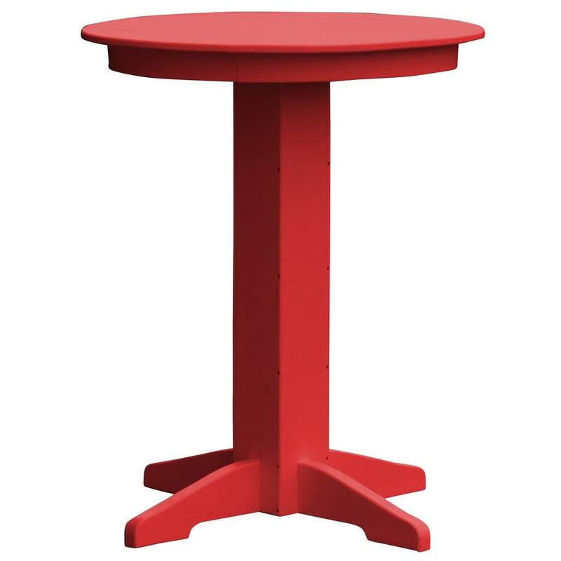 Poly Lumber Round Bar Table - 33" - Bright Red