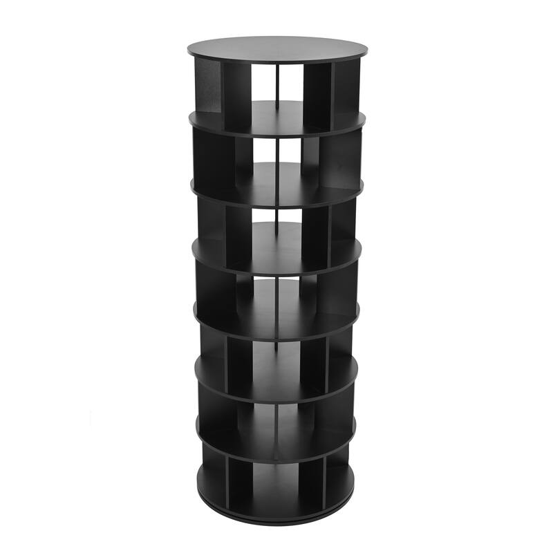 7-Tier Round Rotating Shoe Rack Tower, Spinning Shoe Shelf with 5 Grids Per Layer, Shoe Closet Organizer for Entryway