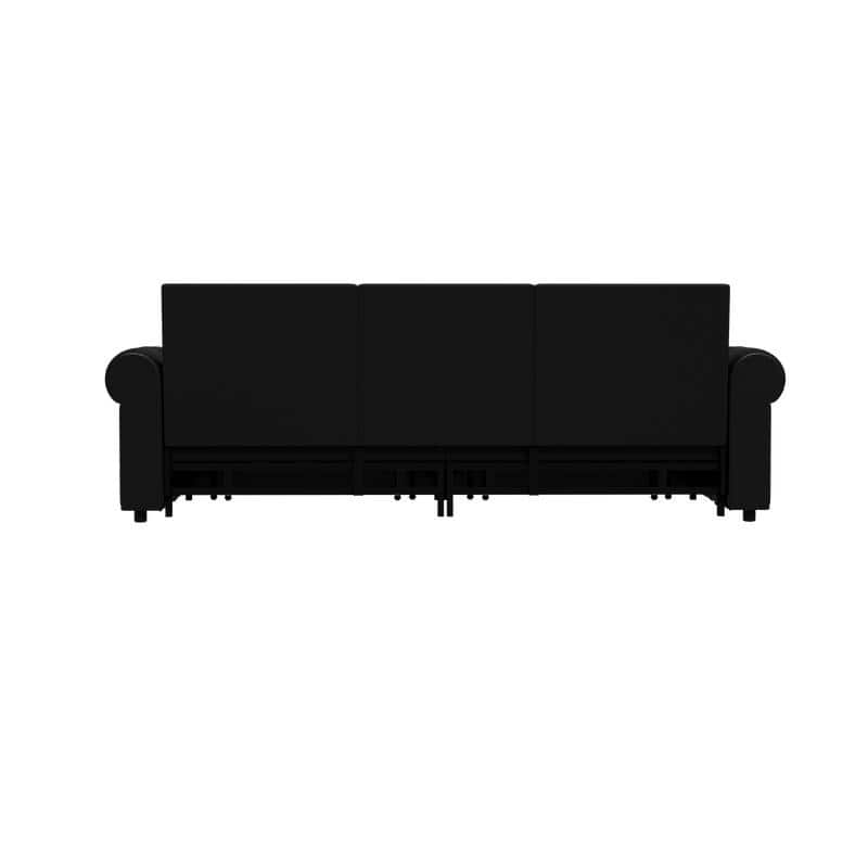 3-in-1 King Pull Out Sofa Bed Chesterfield Sofa, Velvet/Faux Leather Convertible Sleeper Sofa with Nailhead Trim & Rolled Arm