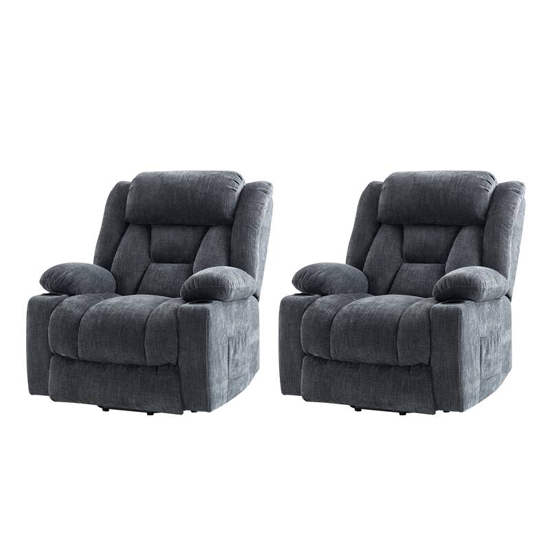 Rupert Modern Power Lift Assist Oversized Massage Recliner set of 2 by HULALA HOME