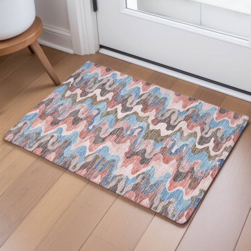Machine Washable Indoor/ Outdoor Modern Mason Chantille Rug