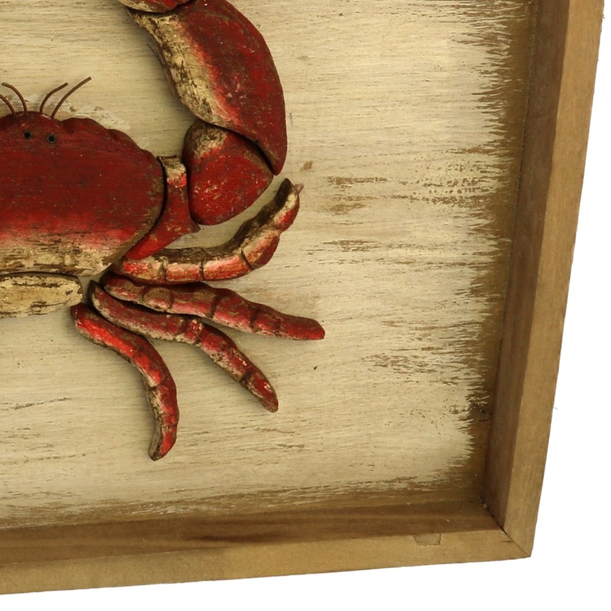 Shop Black Friday Deals On Rectangular Wooden Frame Crab Wall Decor Brown And Red Overstock 32179756
