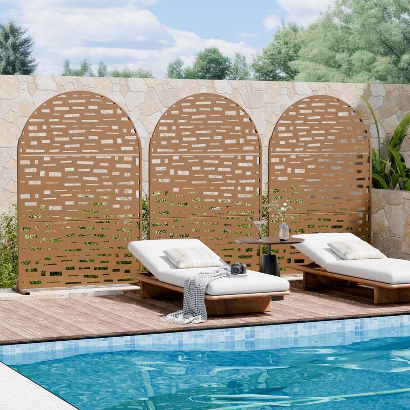 Dovelina 6ft.Outdoor Freestanding Metal Privacy Screen Decorative Garden Fence - 72"x47"