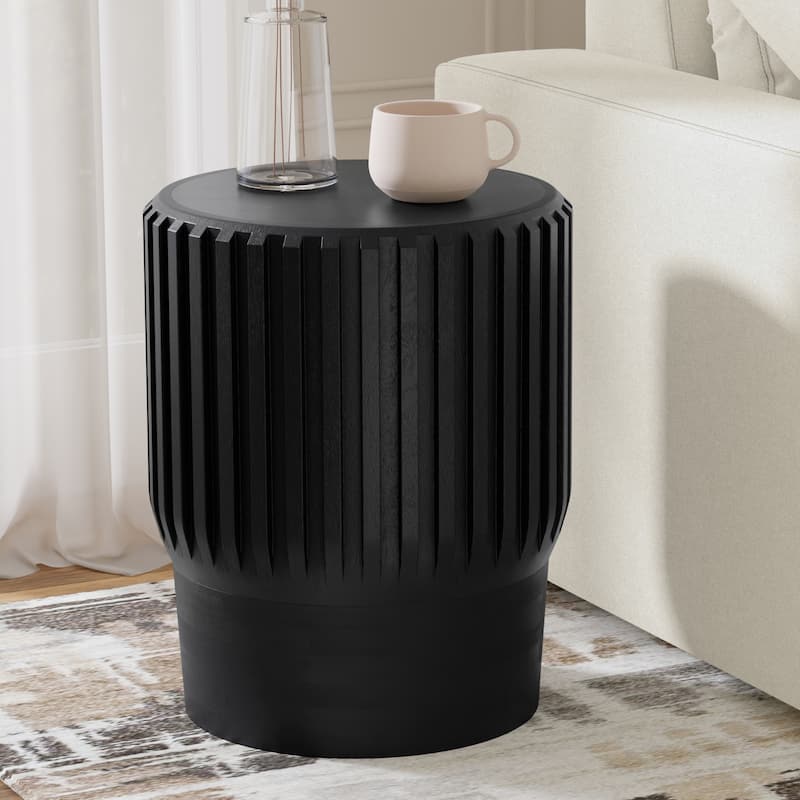 WyndenHall Melvin 16 inch Wide Solid Mango Contemporary End Table & Fully Assembled - 16" D x 16" W x 20" H - Black