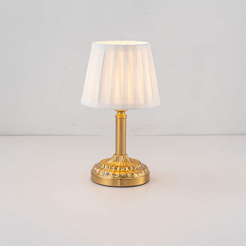 CraftHome 11'' Glam Cordless Table Lamp Touch Control with 3 Way Classic Elegant Dimmable Rechargeable LED Nightstand Lamp - W6" - W6" - Gold/White