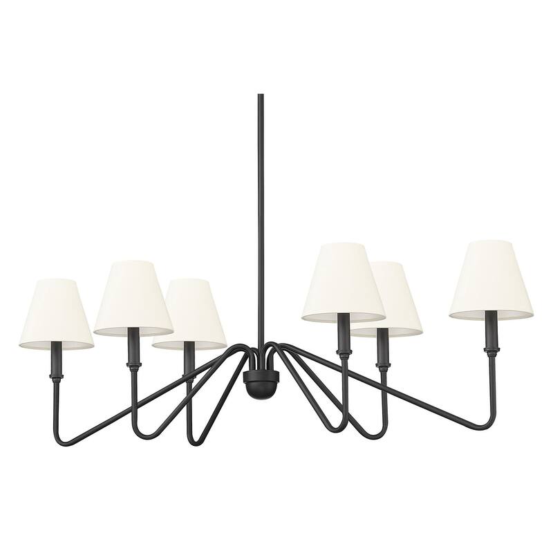 Golden Lighting 3690-LP IL Kennedy 6 Light 42" Wide Chandelier - Natural Black / Ivory Linen Shades