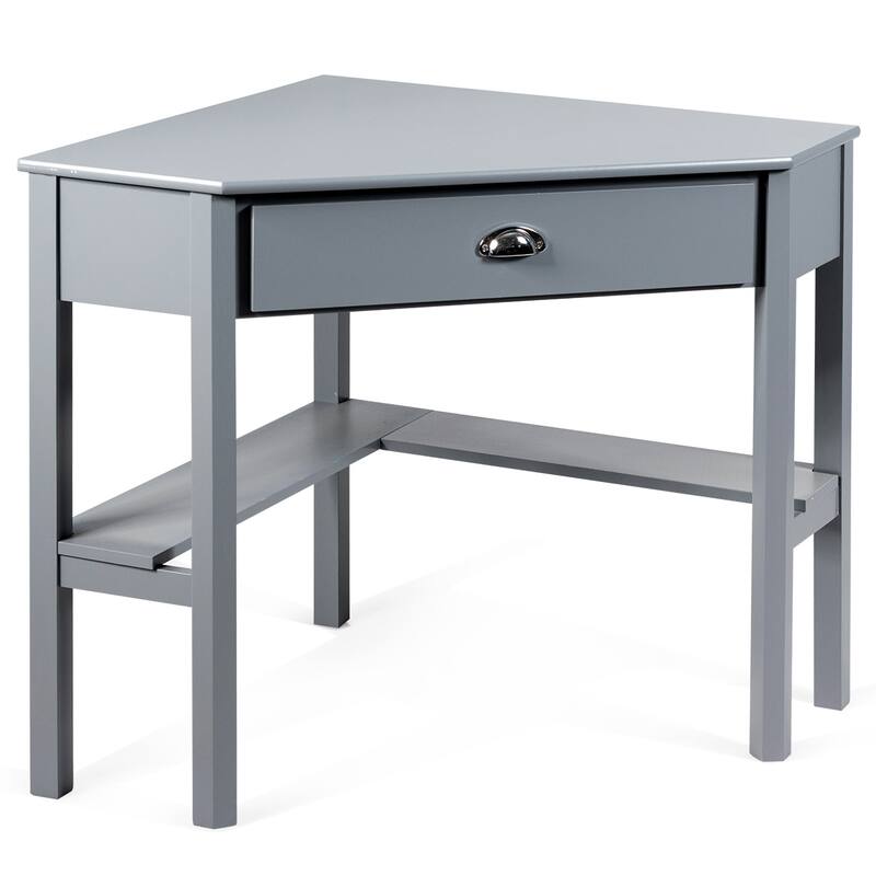 Corner Computer Desk Table Wooden Workstation Corner Laptop Desk - Grey
