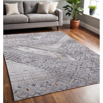 Xofaq Power Loomed Distressed Geometric Modern Stain Resistant Area Rug By HomeRoots