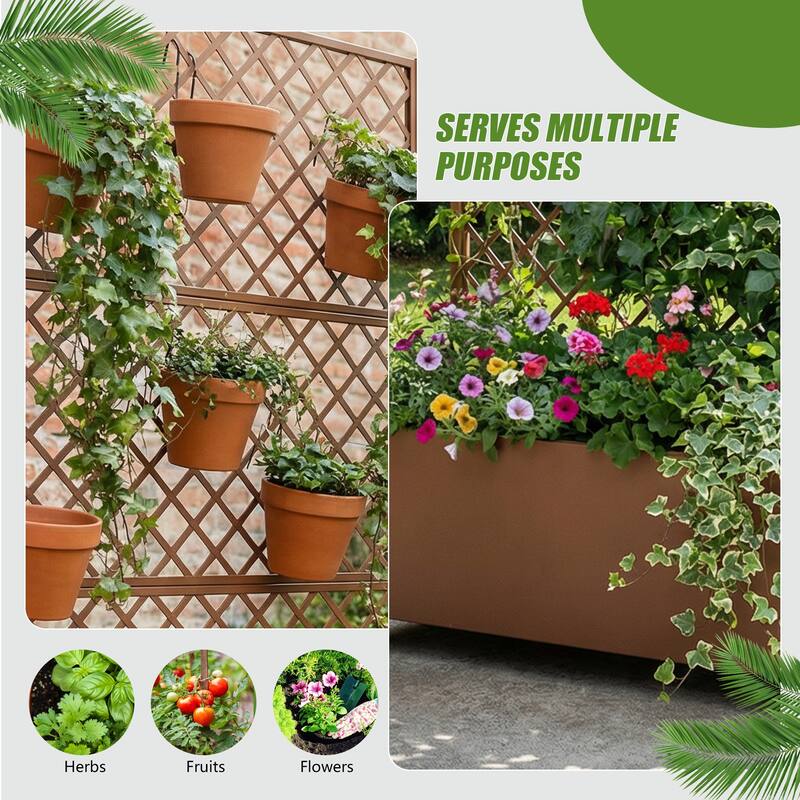 Raised Garden Bed Planter with Trellis Movable Planter Box with Lockable Wheels