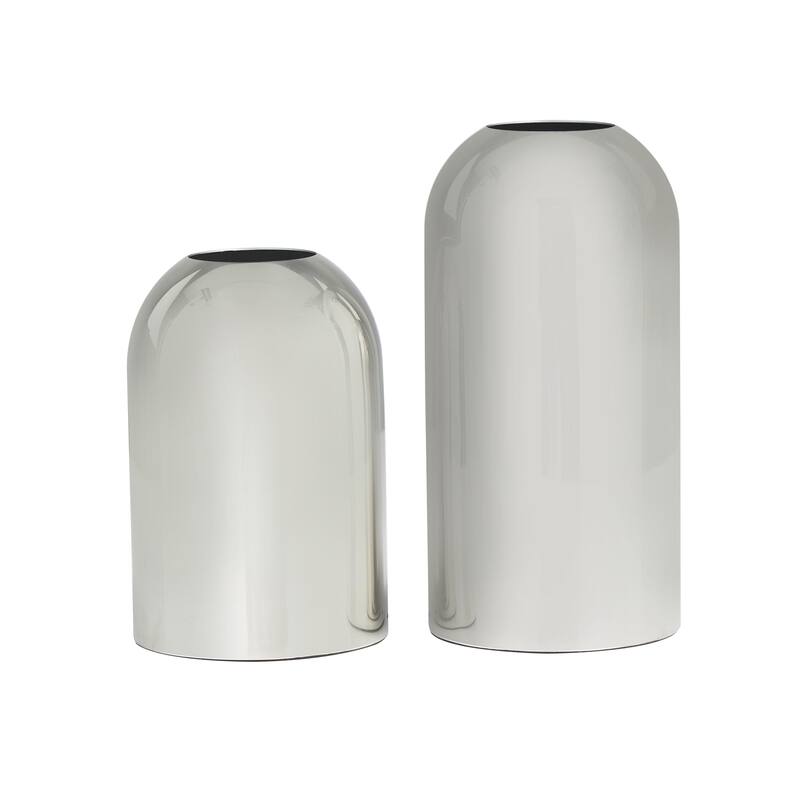 Stainless Steel Metal Decorative Vase with a Sleek Mirror Finish - Set of 2 Silver - Roche River Decor