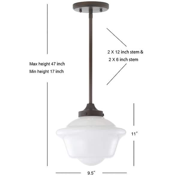 dimension image slide 4 of 6, JONATHAN Y Cleo Adjustable Drop Metal/Glass LED Pendant