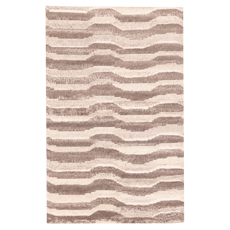 ECARPETGALLERY Hand-knotted Tangier Beige, Taupe Wool Rug - 4'11 x 7'9